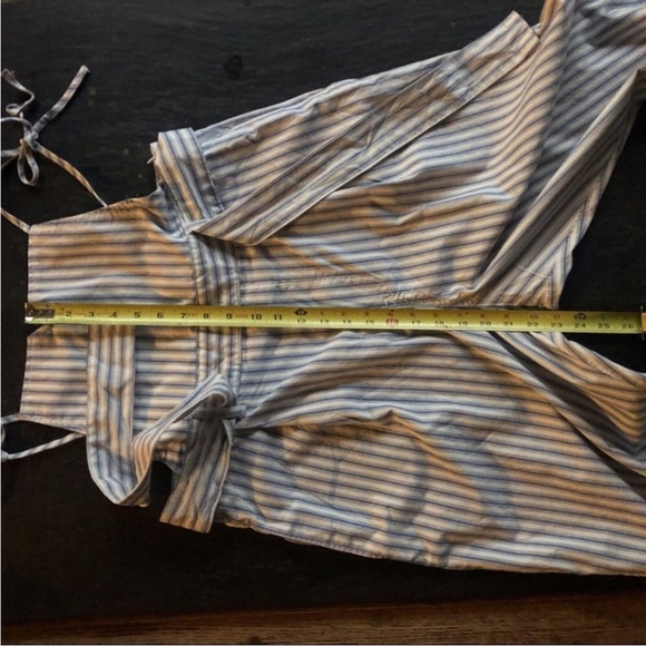 Free People] Blue White strips Belted Overall Jumpsuit - Picture 13 of 16